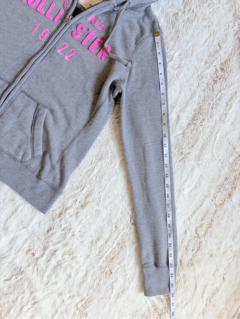 🩷 Hollister Y2K Grey Pink Logo Full Zip Hoodie McBling Mall Bella Swan Preppy - Picture 8 of 13